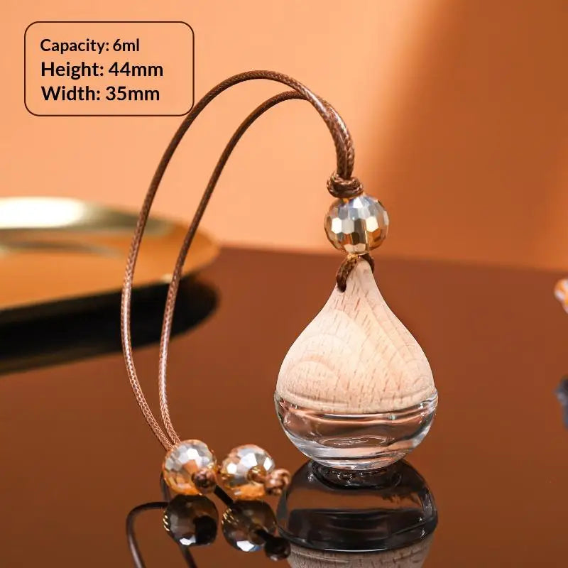 Glass Essential Oil Car Diffuser Bottle – Wooden Cap Hanging Car Diffuser Bottle Qme A1
