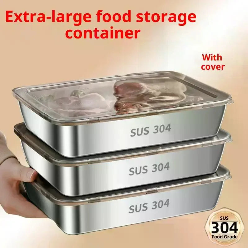 304 Stainless Steel Food Storage Boxes Set with Lids – 3 Pc Food Storage Containers Qme