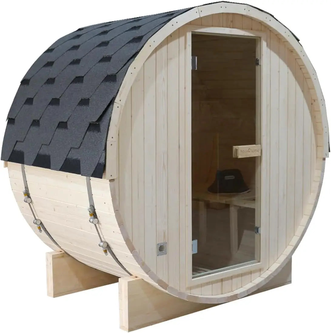 Outdoor Barrel Sauna 2-Person Spruce Wood & 4.5KW Harvia Heater Outdoor Barrel Sauna Qst United States 1-2Person