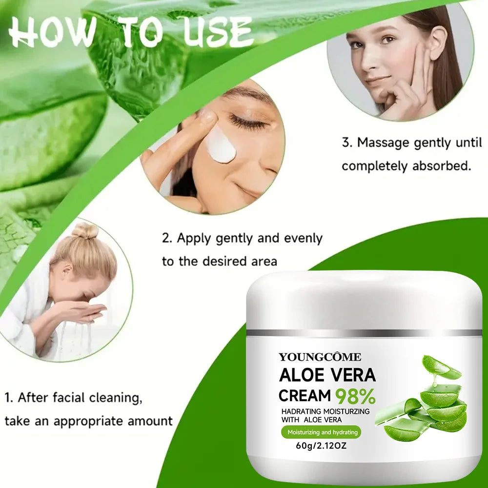 YOUNGCOME 98% Aloe Vera Face Cream – Moisturizing & Anti-Aging Aloe Vera Face Cream Qst