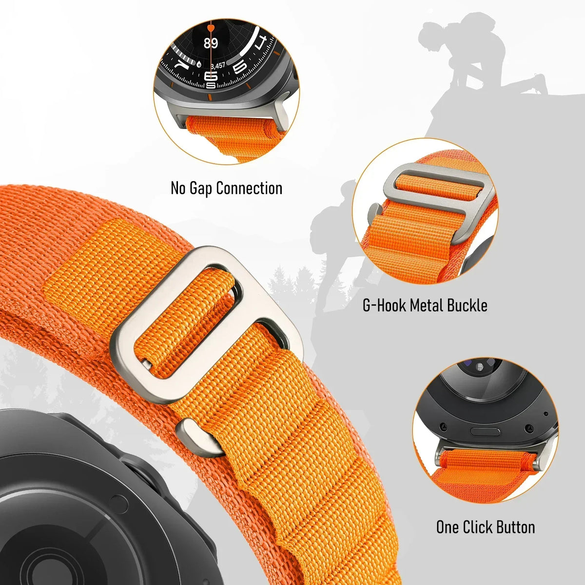Alpine Loop Nylon Band for Samsung Galaxy Watch 7 Ultra 47mm Smartwatch Band Qme