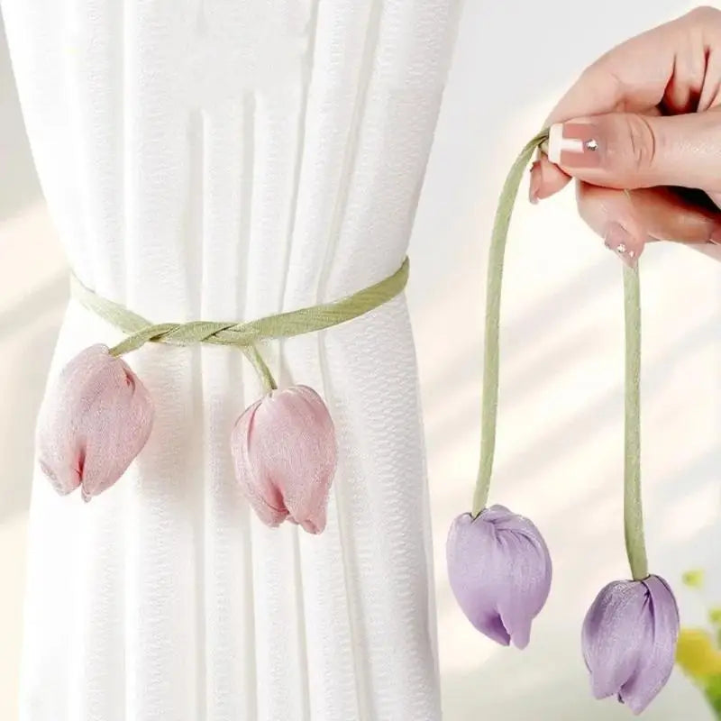 Elegant Tulip Curtain Tiebacks | Adjustable Rope Straps 4 Colors Curtain Tiebacks Qme
