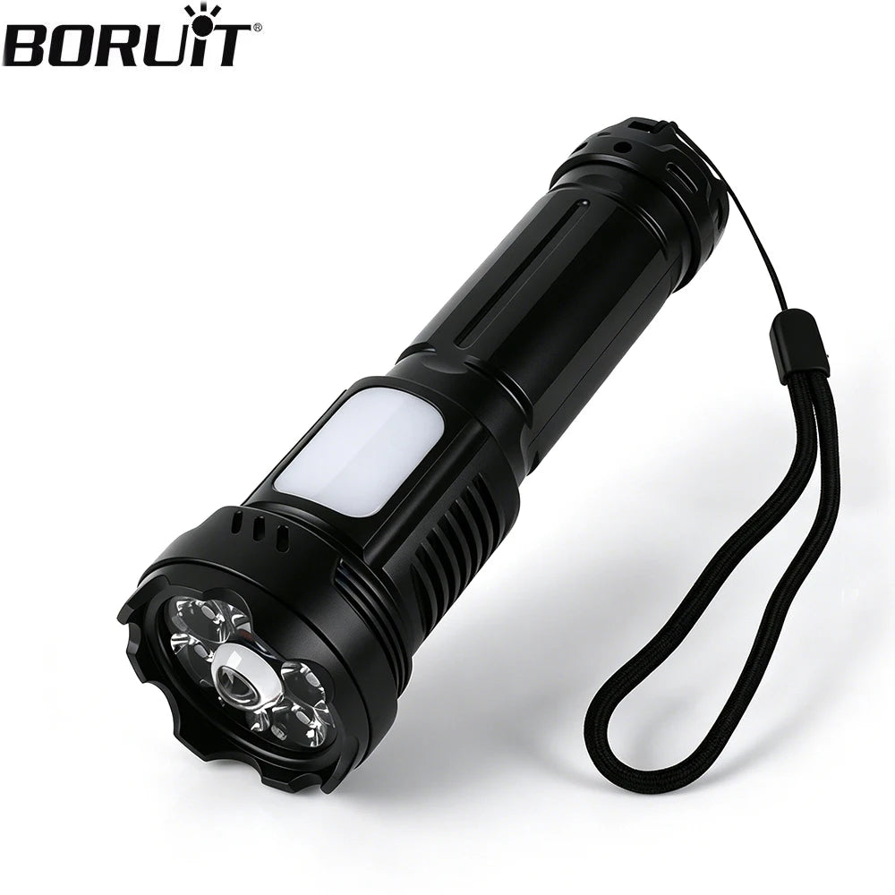 BORUiT 500LM USB Rechargeable Flashlight with Side Light Rechargeable Flashlight Qst