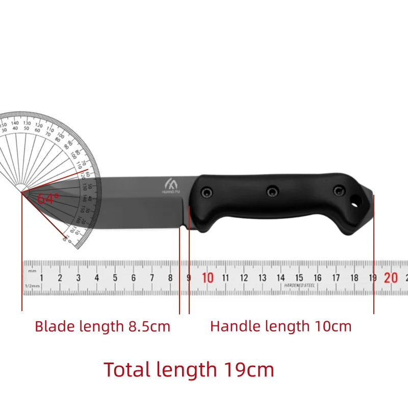 HUANGFU Outdoor Fixed Blade Knife with Sheath & Anti-Slip Handle Fixed Blade Knife Qst