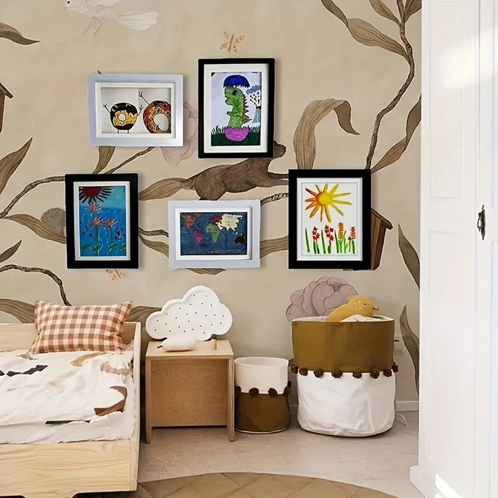 Flip-Up Wooden A4 Photo Frame | Magnetic Kids Art Display Wooden Picture Frame Qme