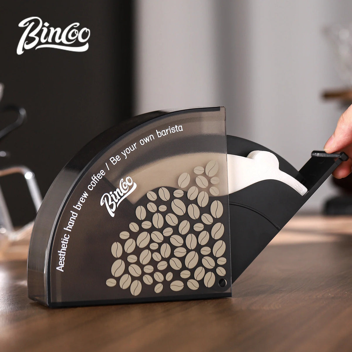 Bincoo Fan-Shaped Coffee Filter Paper Storage Box – Dustproof Coffee Filter Storage Box Qst