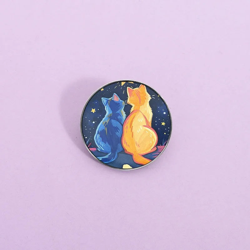 Galaxy Cat Enamel Pin – Cute Starry Sky Kitten Lapel Pin Enamel Lapel Pin Qme