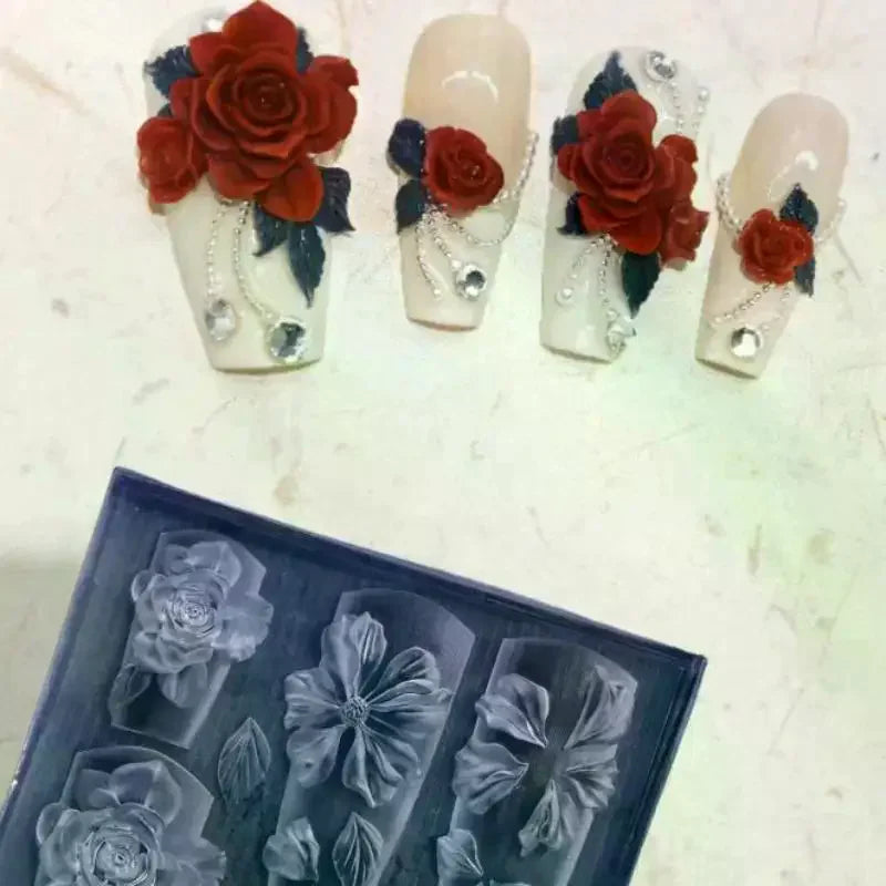 3D Rose Ice Flower Silicone Resin Mold – Nail Art Charms Silicone Resin Mold Qme
