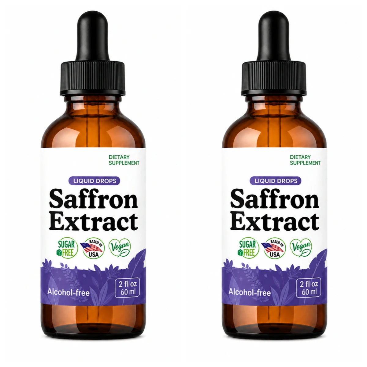 Saffron Extract Liquid Drops 88.5mg – Mood, Focus & Eye Support Herbal Supplement Drops Qst 2bottles 120ml