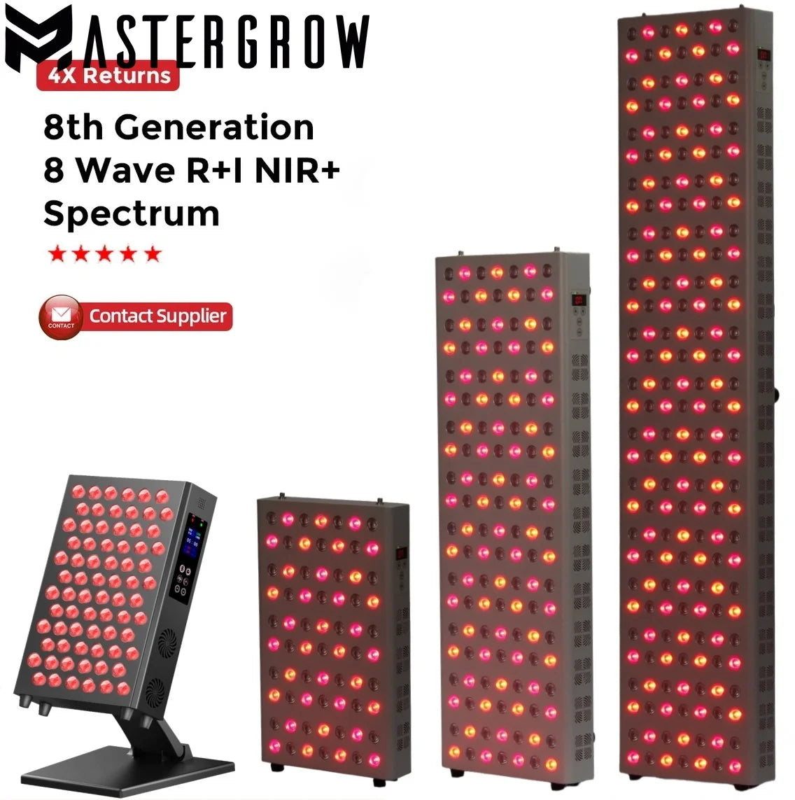 MasterGrow LED Red Light Therapy Panel 660nm 850nm Face Body LED Light Therapy Panel Qst