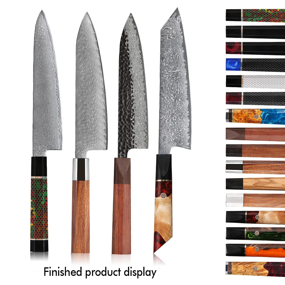 TURWHO Damascus Steel Kiritsuke Chef Knife DIY Kit – Blade & Handle Damascus Chef Knife Kit Qst