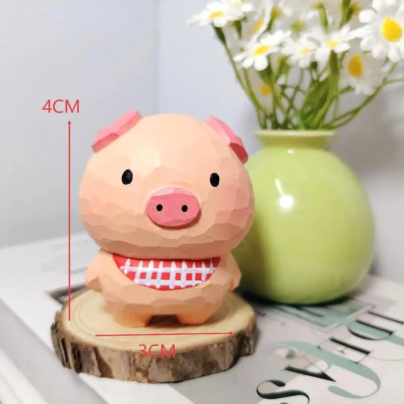 Handmade Wooden Pig Figurine Fu Character Decorative Statue Decorative Figurine Qme A2