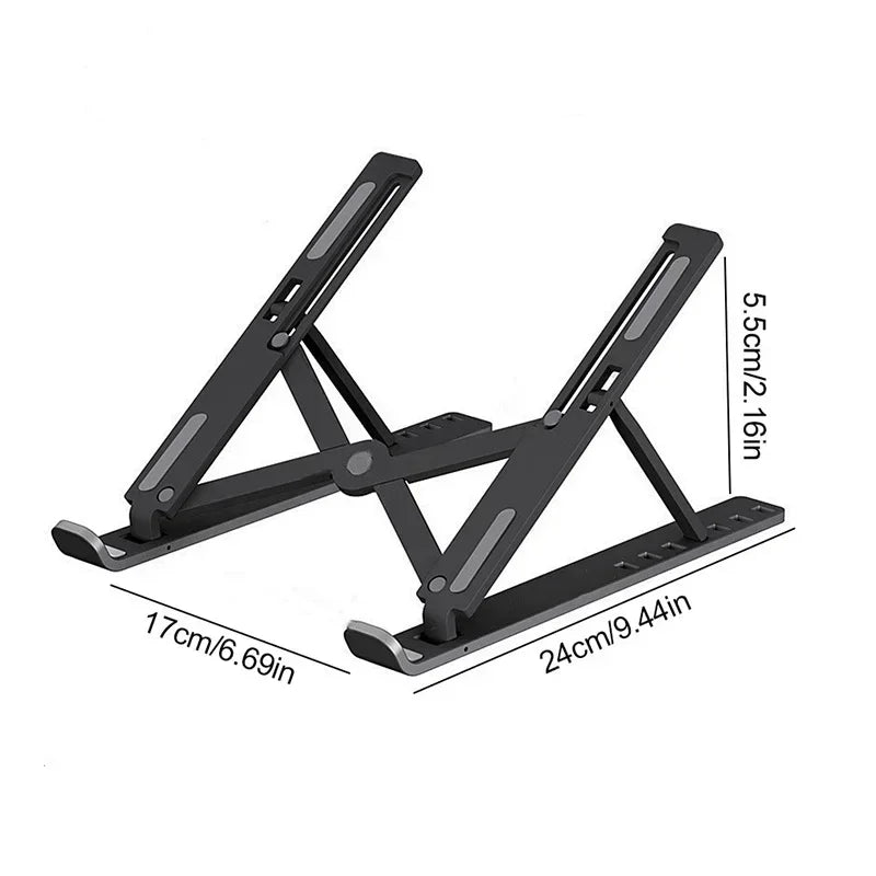 Portable Foldable Laptop Stand | Adjustable Holder 10–17" Laptop Stand Qme Black