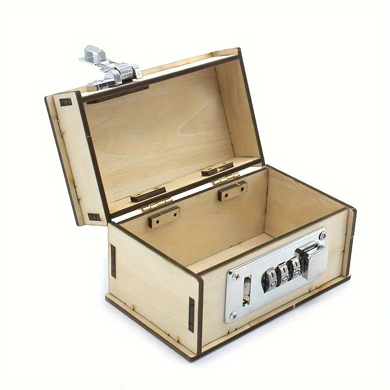3D Wooden Mechanical Password Treasure Box DIY Model Kit DIY Wooden Model Kit Qme