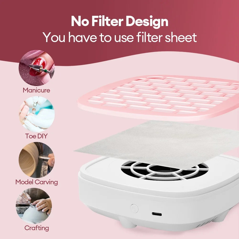 USB Mini Nail Dust Collector 3200RPM Portable Vacuum Fan Nail Dust Collector Qst