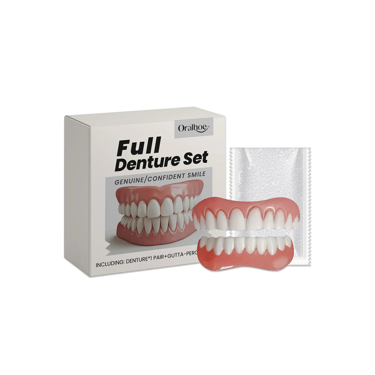 Temporary Silicone Denture Kit – Full Set Cosmetic Teeth Cover Cosmetic Denture Kit Qst 1pc boxed