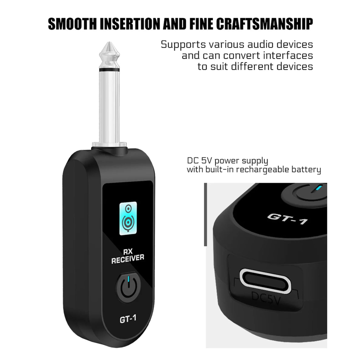 Wireless Guitar Transmitter & Receiver – 2.4G HD Audio System Wireless Guitar System Qme
