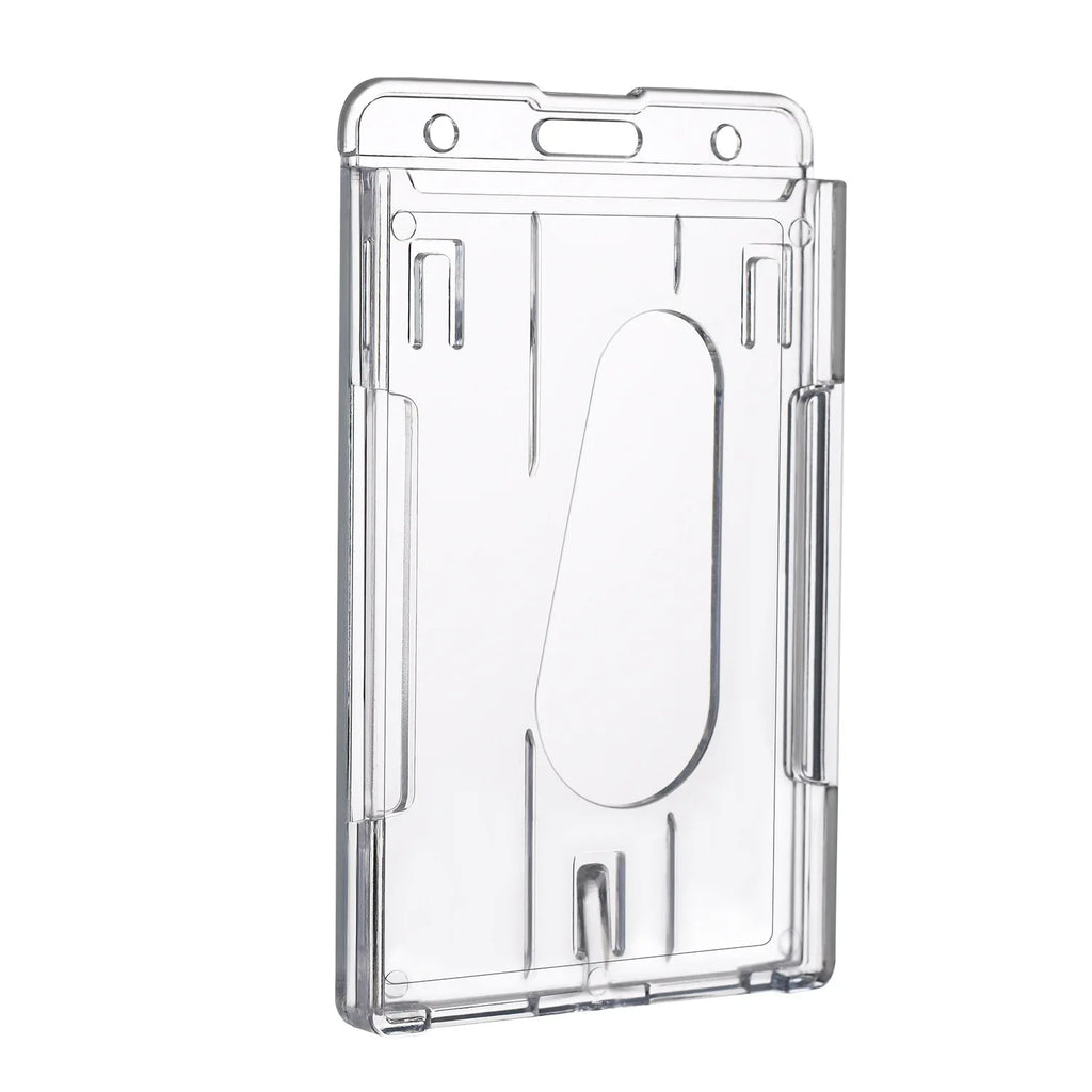 Heavy-Duty Transparent ID Badge Holder with Card Slots ID Badge Holder Qme Vertical Card