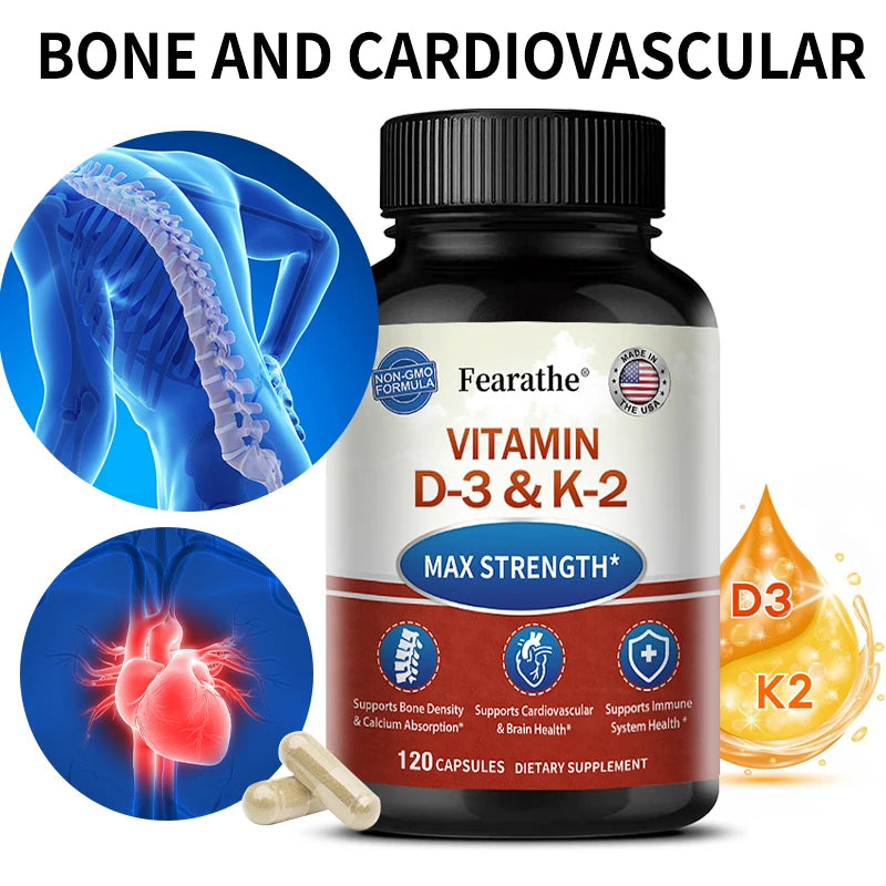Vitamin D3 2000IU + K2 MK-7 75mcg Capsules | Non-GMO Daily Vitamin Supplement Qst