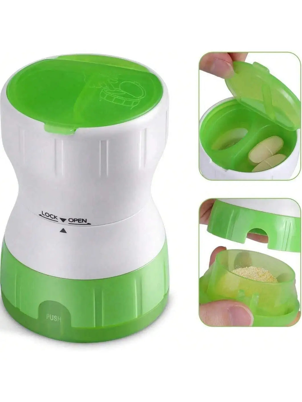 3-in-1 Ceramic Core Rotating Medicine Grinder Box Pill Grinder Qme 1pc