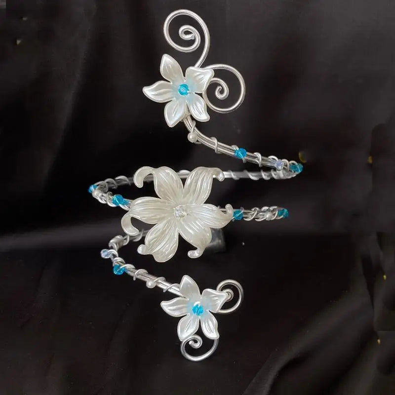 Elegant Hollow Flower Bangle | Adjustable Open Arm Bracelet Floral Bangle Bracelet Qme