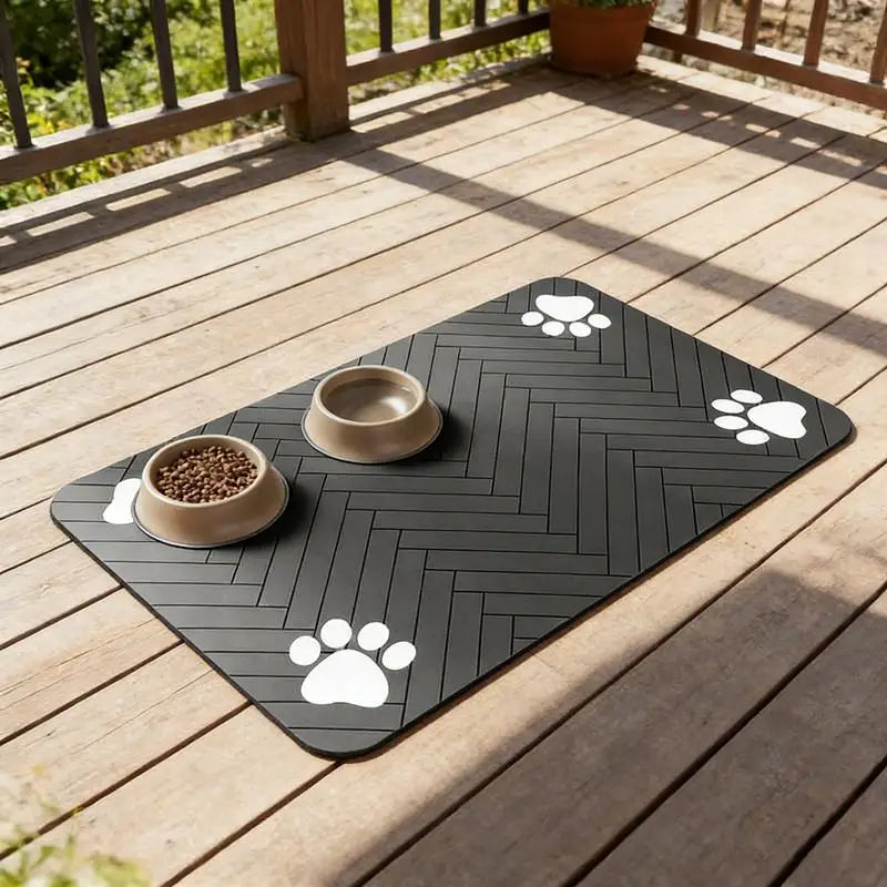 Quick-Dry Waterproof Pet Feeding Mat for Dogs & Cats 60x40cm Pet Feeding Mat Qme