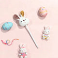 Kawaii Rabbit Plush Ballpoint Pen | Cute Easter Bunny Writing Pen Novelty Ballpoint Pen Qme White