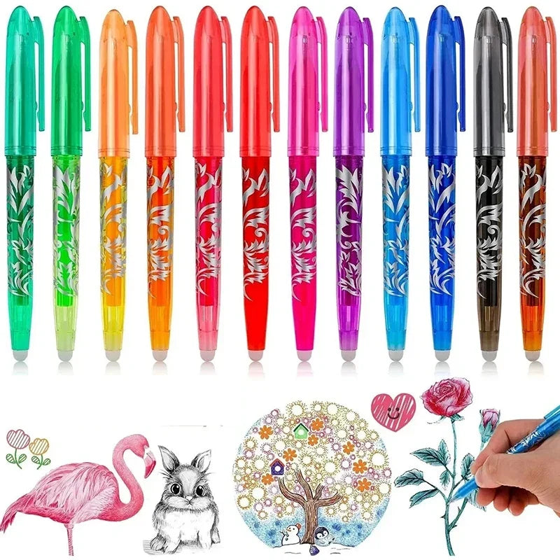 Kawaii Pilot Erasable Gel Pens Assorted Inks Fine Point 0.5mm Erasable Gel Pens Qme 12 colors