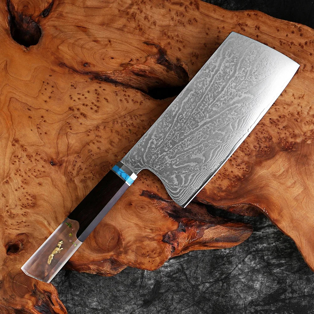 XITUO 6-Piece Damascus Steel Kitchen Knife Set – Resin Handle Kitchen Knife Set Qst