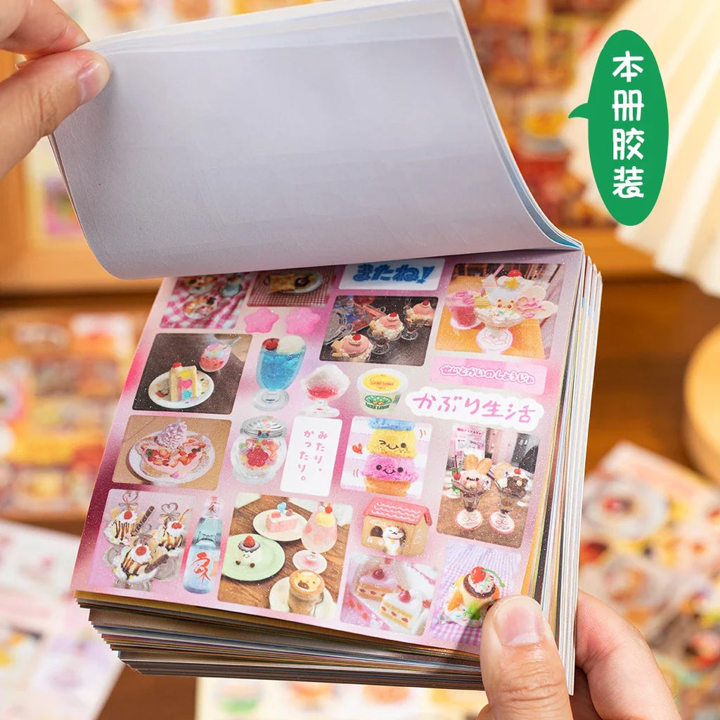 Die-Cut Sticker Book Japanese Food Dessert Vintage Showa Style Die-Cut Sticker Book Qme