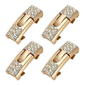 Diamond Bling No-Tie Shoelace Buckle Locks – Gold Metal Shoelace Buckle Locks Qme Golden-2pairs
