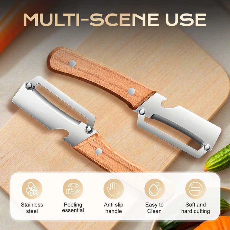 Wooden Handle Stainless Steel Vegetable & Fruit Peeler Vegetable Peeler Qst