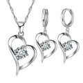 925 Sterling Silver Heart Jewelry Set – Necklace & Earrings Silver Jewelry Set Qme Default Title