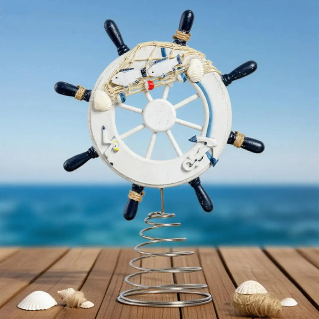 Ship Wheel Decor with Fishing Net – Coastal Nautical Accent Nautical Home Decor Qme