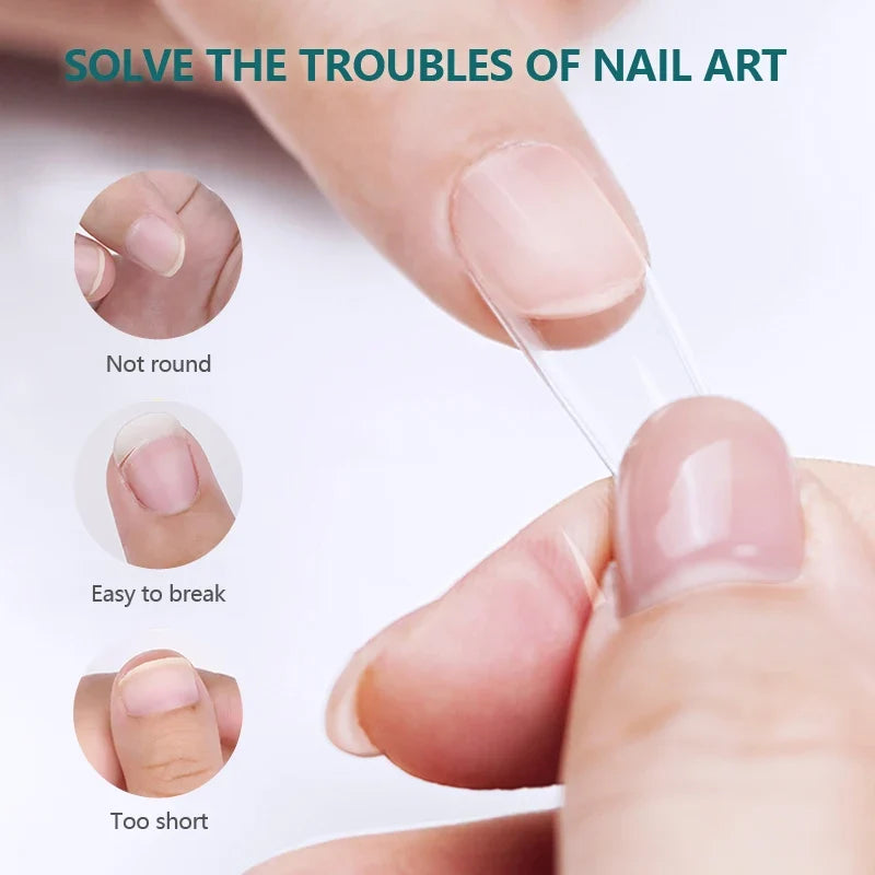 NAILPOP Press-On Coffin Nails – Clear Acrylic Fake Nail Tips Press-On Nails Qme