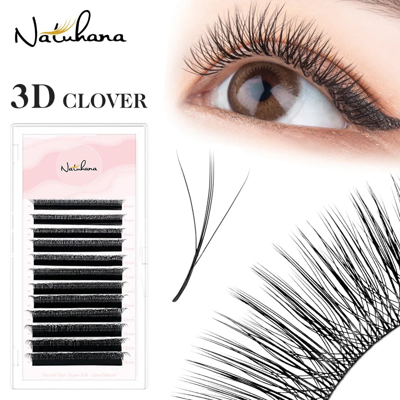 NATUHANA 3D W-Shape Premade Volume Fan Eyelash Extensions Premade Volume Lashes Qme L 0.07mm 11mm
