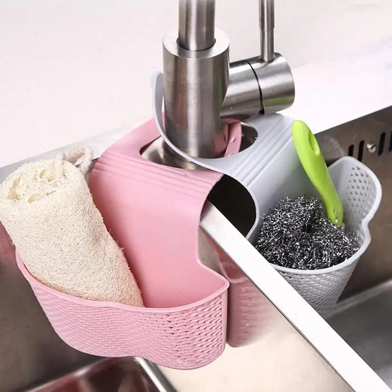 Faucet Hanging Sink Caddy – Sponge & Soap Draining Basket Sink Caddy Organizer Qme