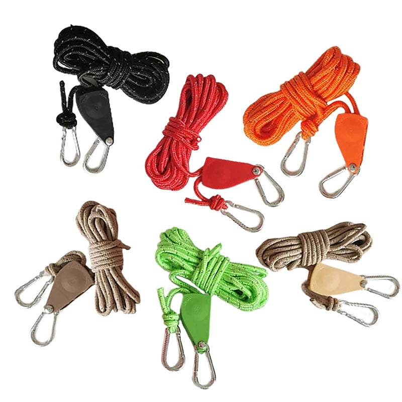 Adjustable Tent Guy Rope & Pulley Regulator | 2m Camping Tent Rope Adjuster Qst