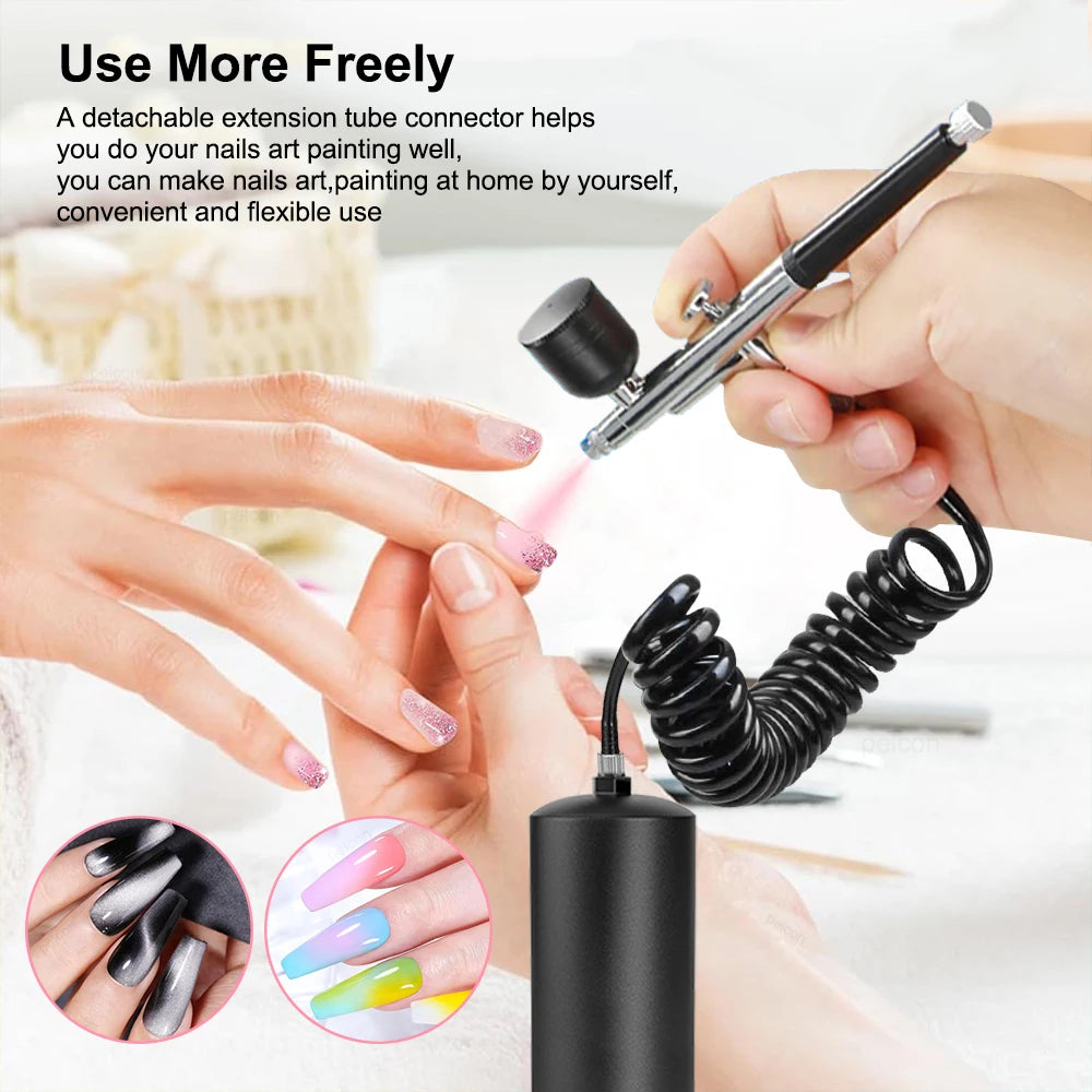 Peicon Mini Airbrush Kit with Compressor – Nail Art & Makeup Airbrush Kit Qst