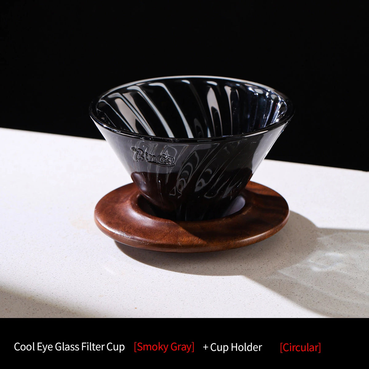 Purple Borosilicate Glass Pour Over Coffee Dripper & Wood Base Pour Over Dripper Qst Burgundy