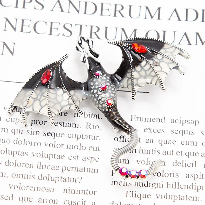 Enamel Dragon Brooch – Rhinestone Legend Animal Pin Enamel Brooch Pin Qme A6