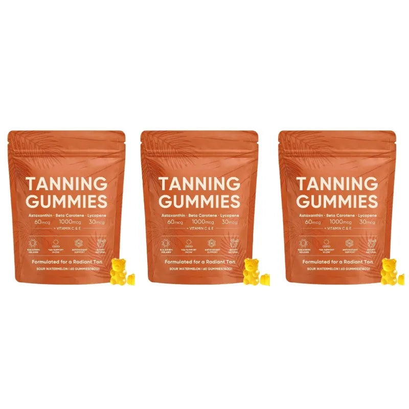 Tanning Gummies Sour Watermelon 60ct – Vegan Sugar-Free Tanning Supplement Qst 3 bags