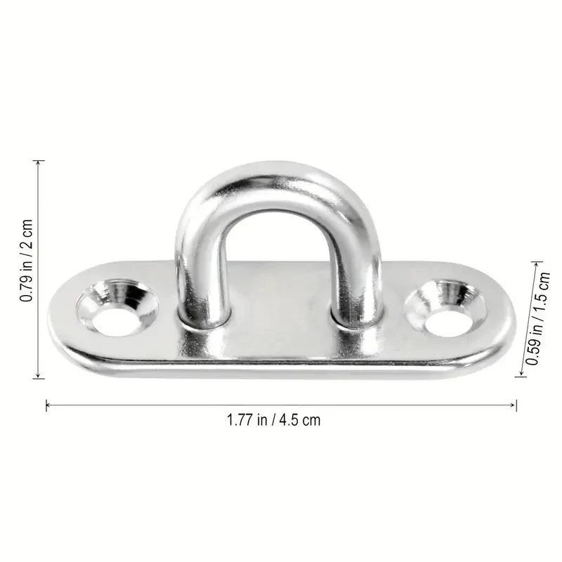 5-Piece Heavy-Duty Stainless Steel Eye Plate Hooks – Wall & Ceiling Mounting Eye Hooks Qme