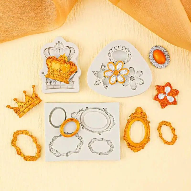 Silicone Fondant Mold – Crown, Mirror & Photo Frame Designs Silicone Baking Mold Qst