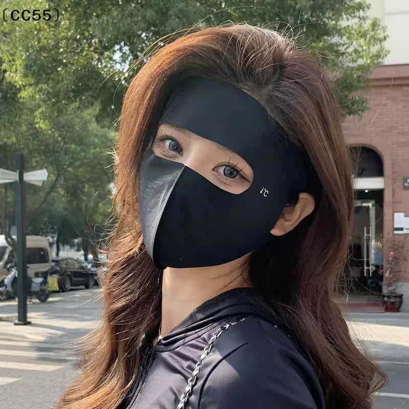 Ice Silk Facekini UV Sun Mask – Full Face Cover for Women Sun Protection Mask Qst