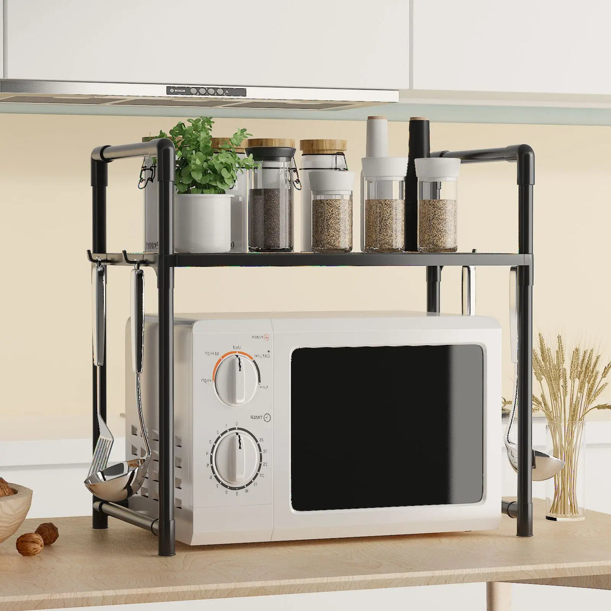Extra Wide 2-Tier Microwave Stand Heavy-Duty Kitchen Shelf Microwave Stand Qme
