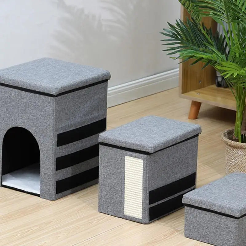 Foldable Pet Stairs with Storage Box for Cats & Dogs Foldable Pet Stairs Qme