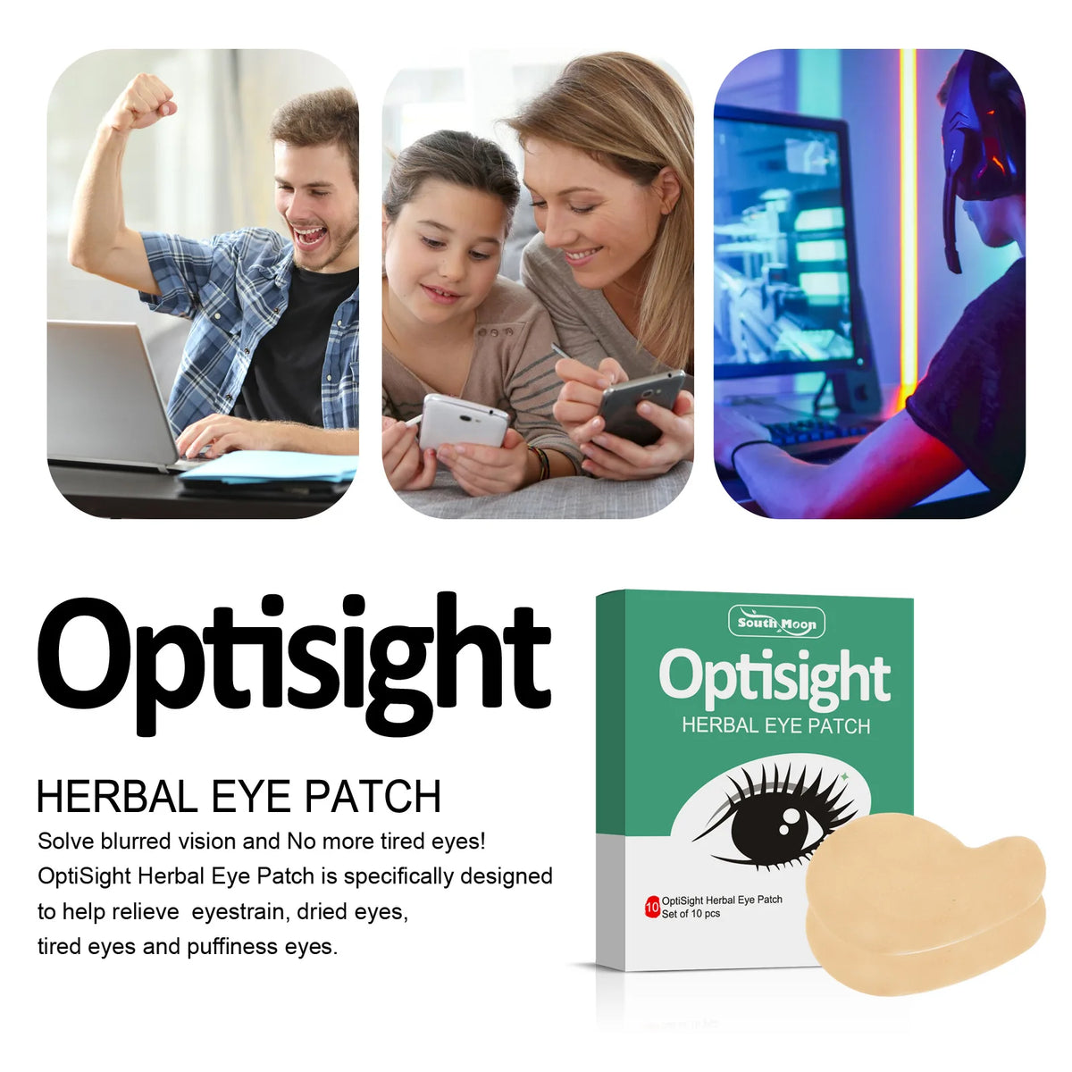 South Moon Wormwood Herbal Eye Patch – Eye Care Sticker 10pcs Herbal Eye Patch Qst