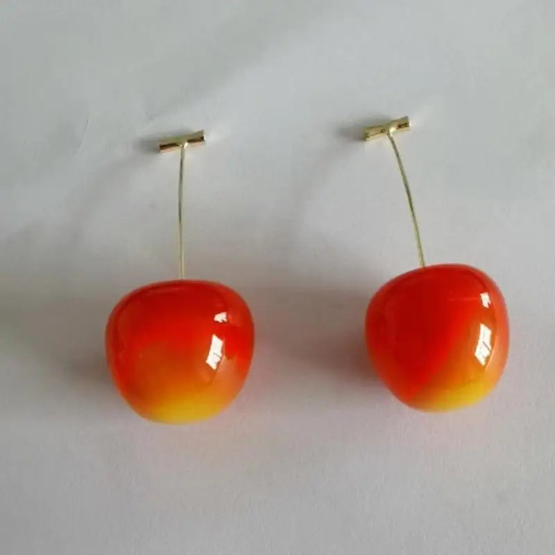 Red Cherry Drop Earrings – Resin Fruit Dangle Jewelry Drop Earrings Qme A3