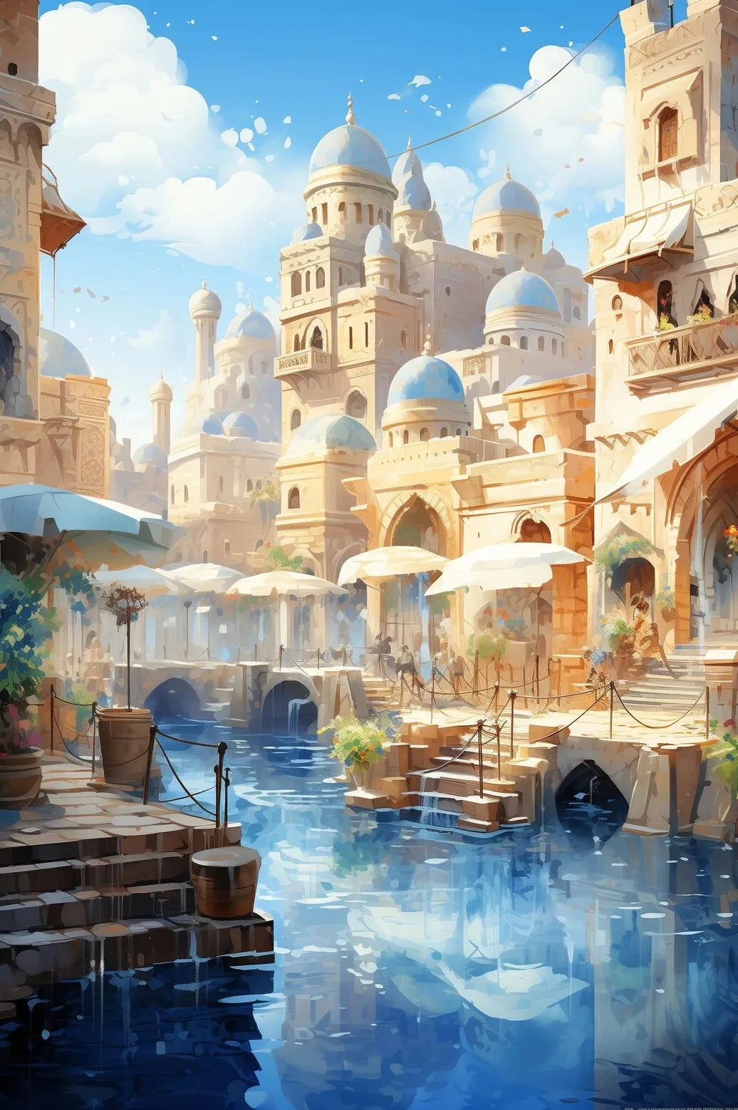 Modern Lake Scene Watercolor Canvas Print | Wall Art Decor Canvas Wall Art Qst 3 30x40cm Unframed